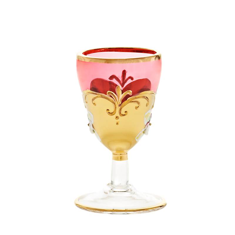 Aperitivbecher Red Queen 50 ml, Blau/Gold/Weiß, aus Glas