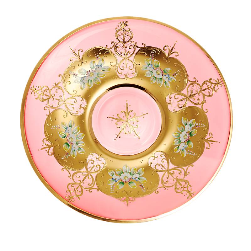 Teller Red Queen 35 cm, Rot/Gold, aus Glas