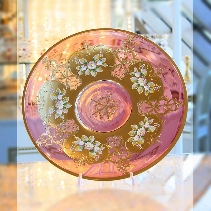 Teller Red Queen 35 cm, Rot/Gold, aus Glas