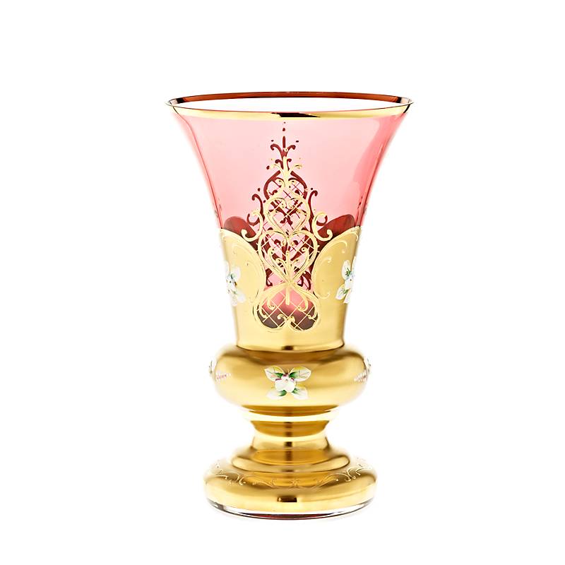 Vase Red Queen 26 cm, Rot/Gold, aus Glas