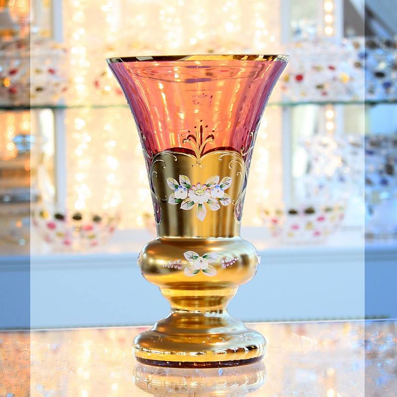 Vase Red Queen 26 cm, Rot/Gold, aus Glas