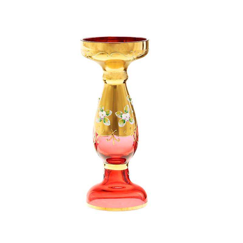 Kerzenhalter Red Queen 22 cm, Rot/Gold, aus Glas