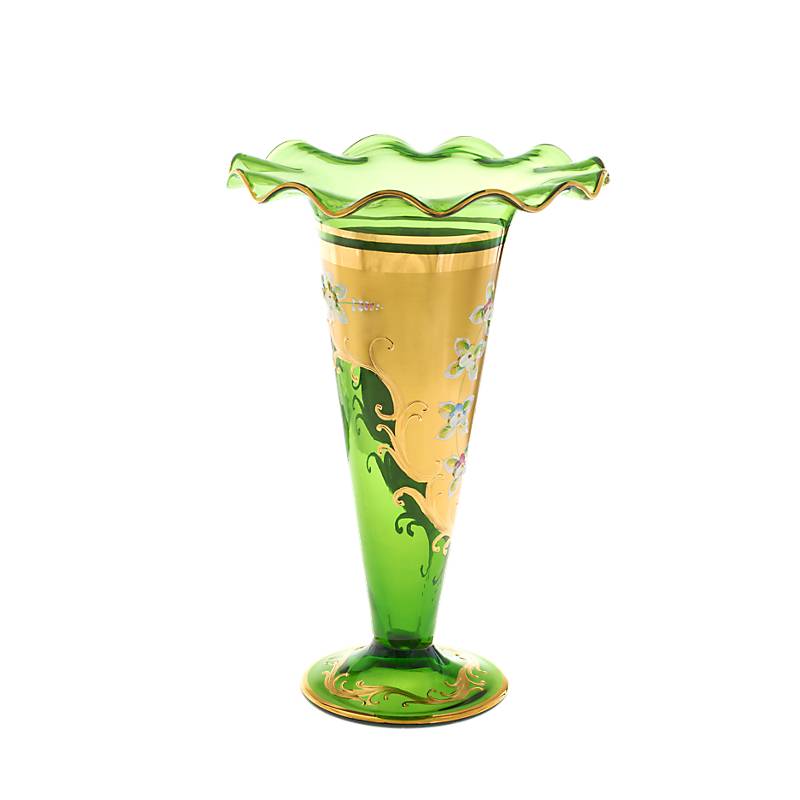 Vase Green Queen 29 cm, Grün/Gold, aus Glas