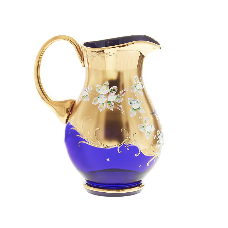 Krug Blue Queen 2000 ml, Blau/Gold, aus Glas