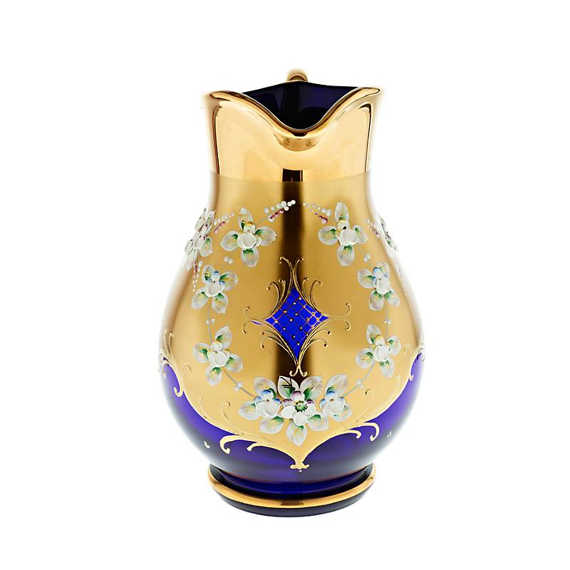 Krug Blue Queen 2000 ml, Blau/Gold, aus Glas
