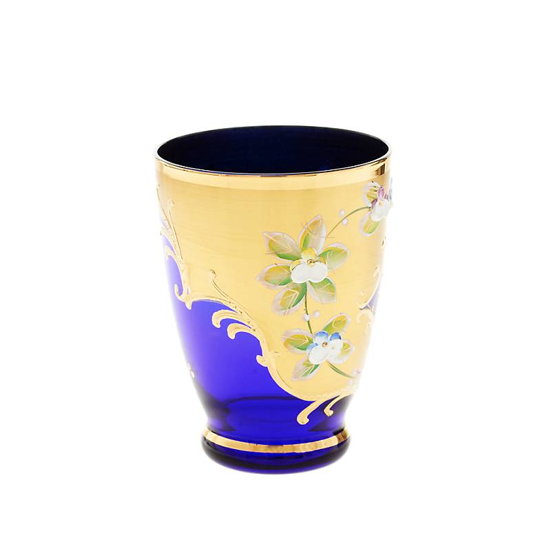 Trinkbecher Blue Queen 250 ml, Blau/Gold, aus Glas