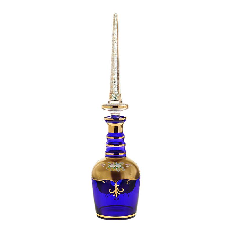 Flasche mit Verschluss Blue Queen, Blau/Gold, aus Glas