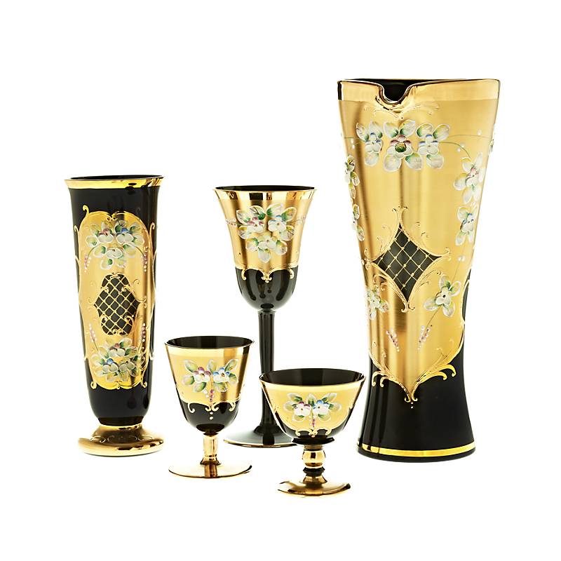 Trinkbecher Black Queen 100 ml, Gold/Braun, aus Glas