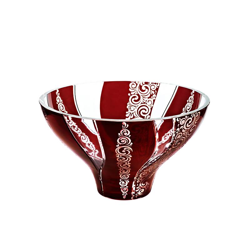 Schale Red Queen 25 cm, Rot/Weiß, aus Glas