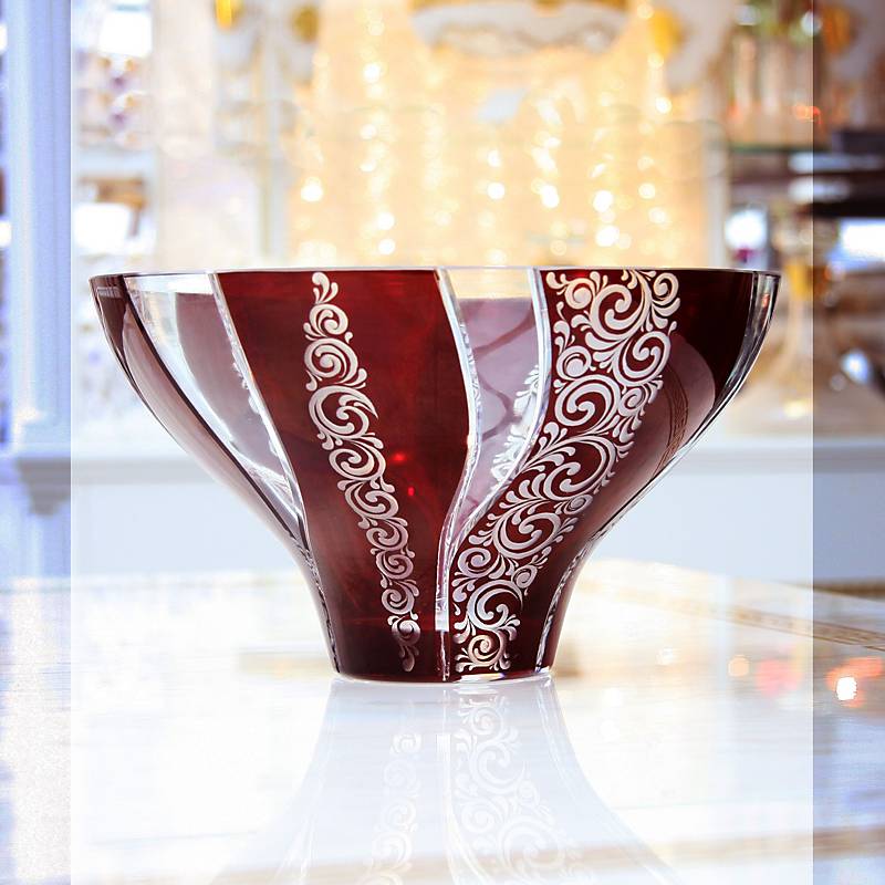 Schale Red Queen 25 cm, Rot/Weiß, aus Glas