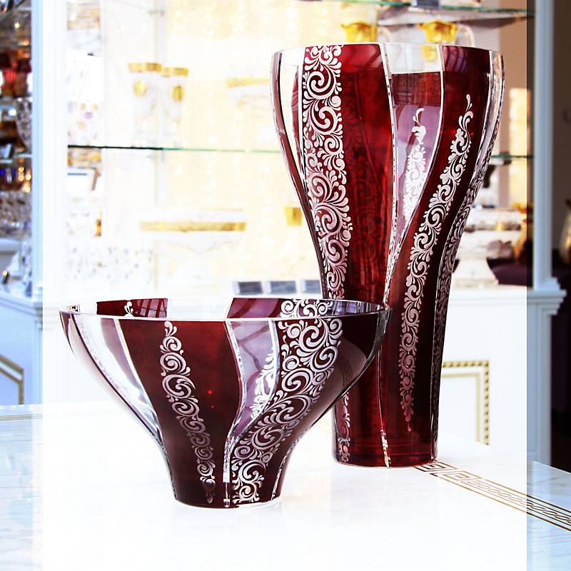 Schale Red Queen 25 cm, Rot/Weiß, aus Glas