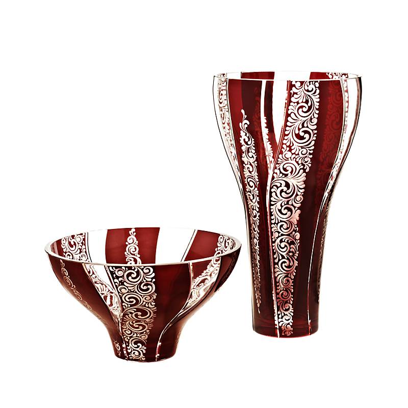 Vase Red Queen 35 cm, Rot/Weiß, aus Glas