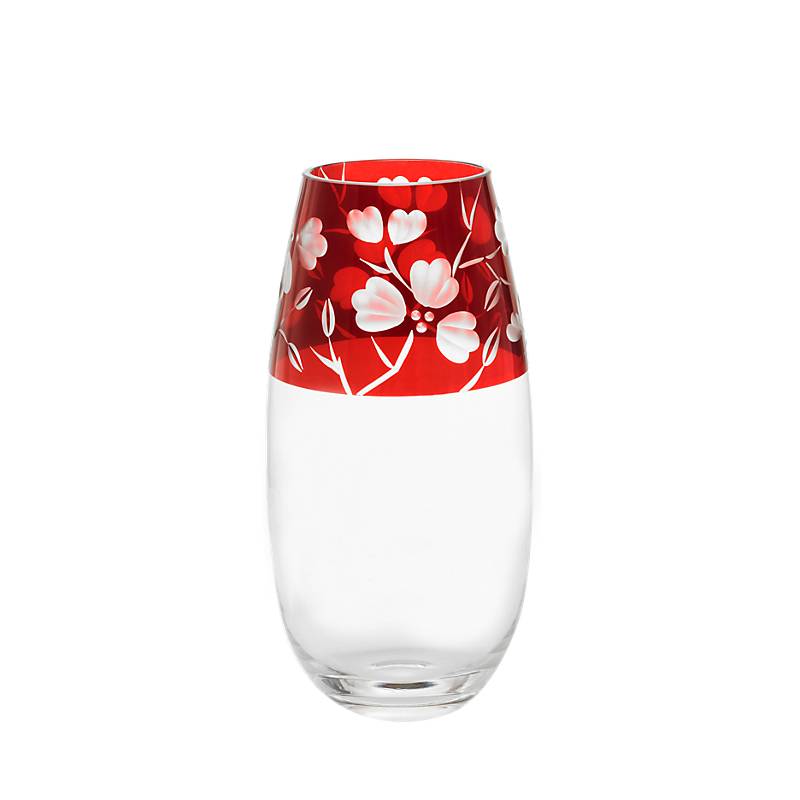 Vase Red Queen 25 cm, Weinrot, aus Glas
