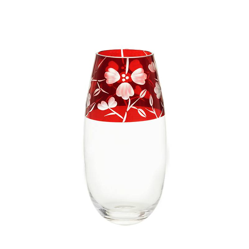 Vase Red Queen 25 cm, Weinrot, aus Glas
