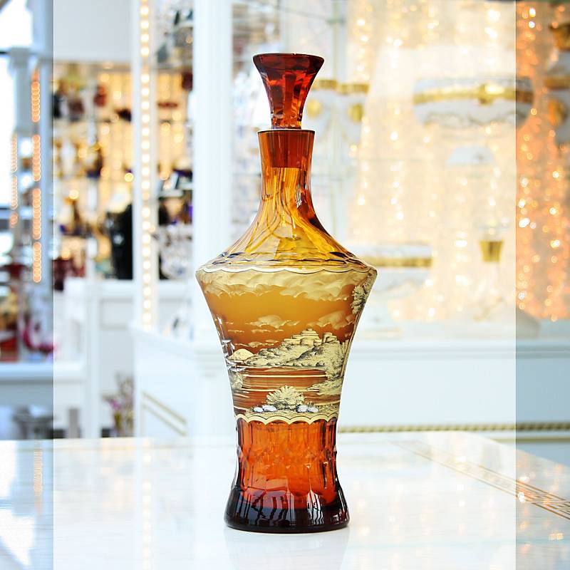 Servierflasche mit Verschluss Art Queen, Gold, aus Glas