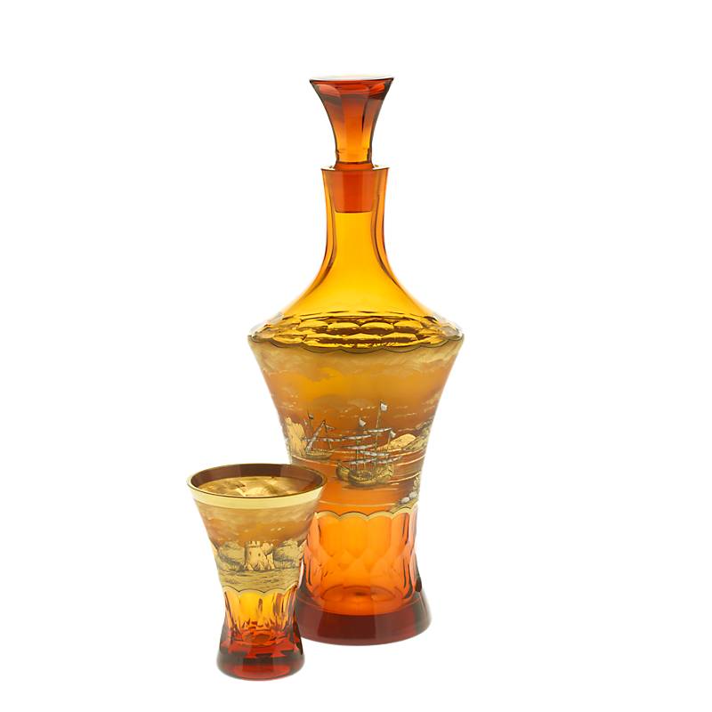 Servierflasche mit Verschluss Art Queen, Gold, aus Glas
