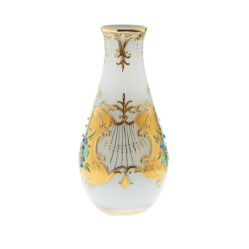 Vase White Queen 25 cm, Weiß/Gold, aus Glas