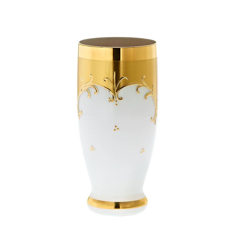 Trinkbecher White Queen 250 ml, Weiß/Gold, aus Glas