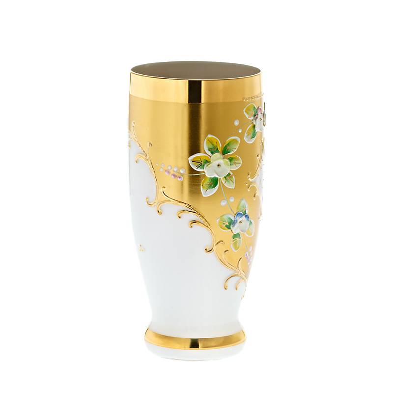 Trinkbecher White Queen 250 ml, Weiß/Gold, aus Glas
