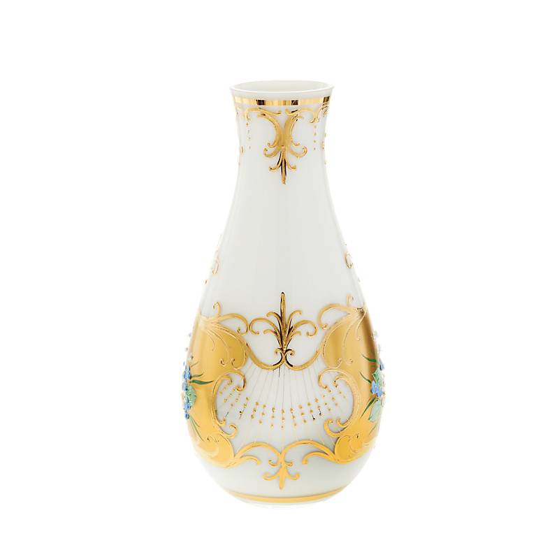 Vase White Queen 30 cm, Weiß/Gold, aus Glas