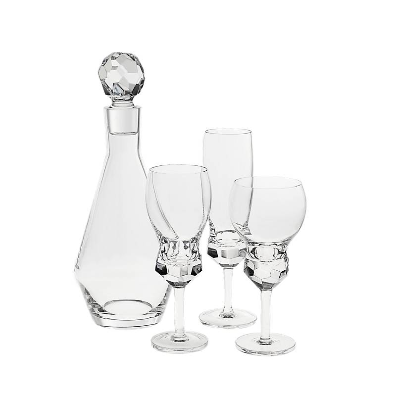 Flasche mit Verschluss Basic Diamonds 1000ml, Transparent, aus Bleikristall