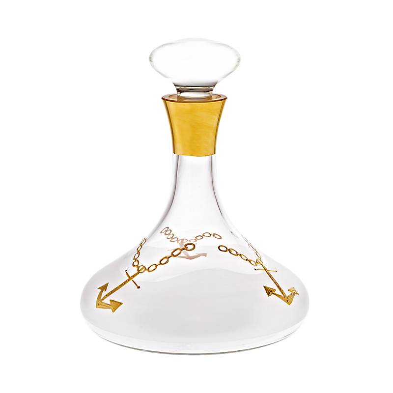Karaffe mit Verschluss gold/Anker, 1200ml, aus Glas