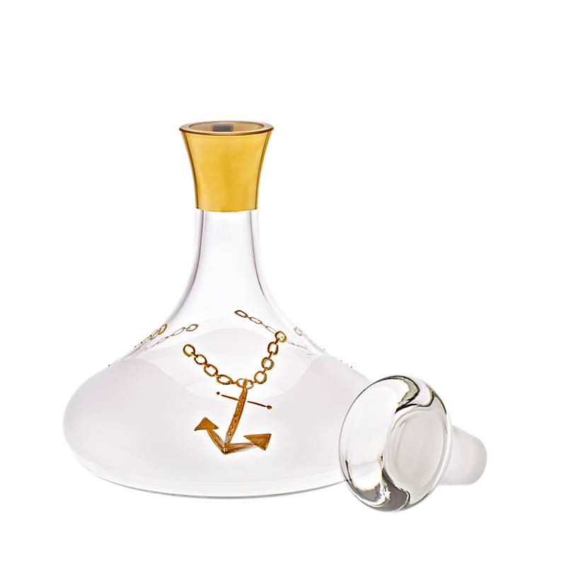 Karaffe mit Verschluss gold/Anker, 1200ml, aus Glas