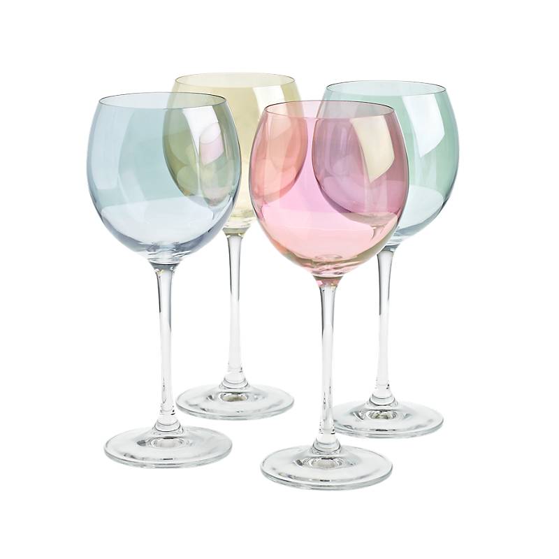 4er Set Weingläser Weinglas Weinkelch Polka Pastellfarbend 20,5 cm