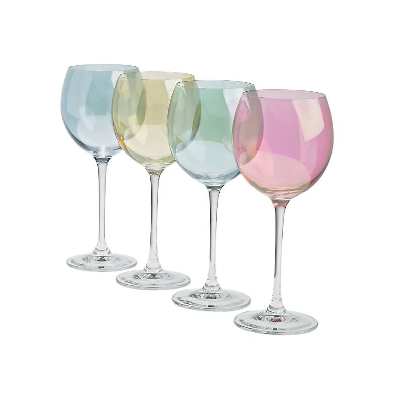 4er Set Weingläser Weinglas Weinkelch Polka Pastellfarbend 20,5 cm