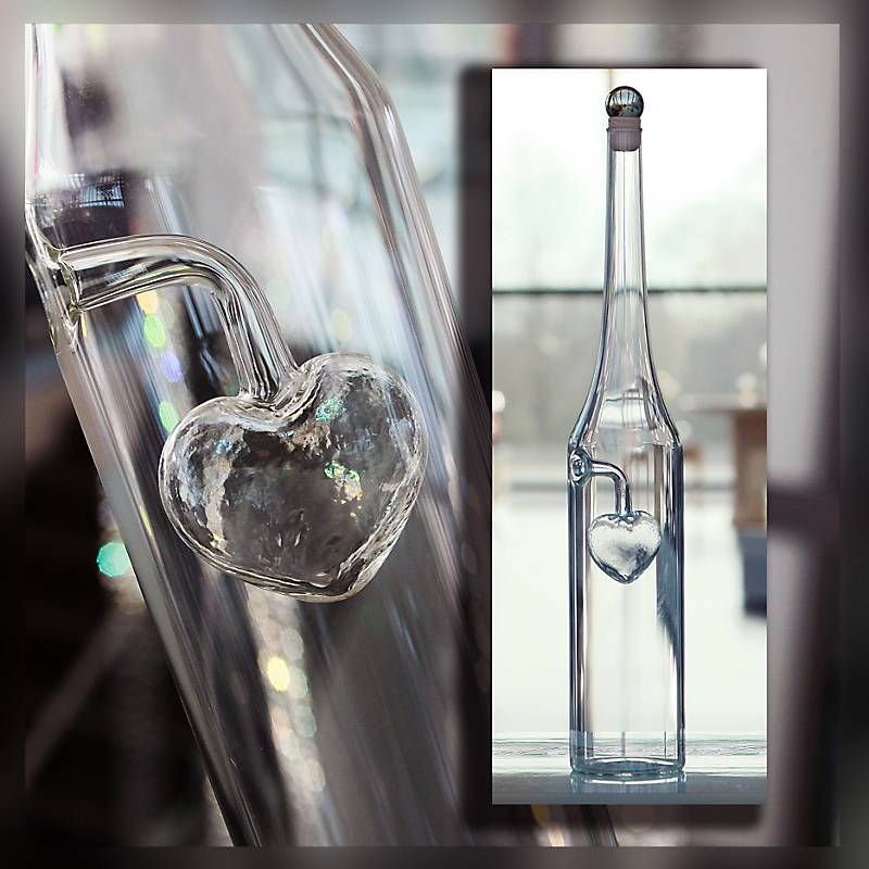 Geschenkflasche Glasherz Präsent 400ml