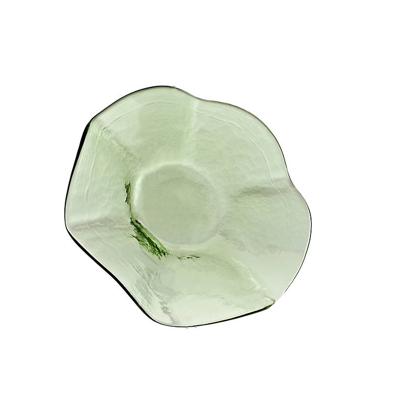 Glasschale Thüringer Waldglas grün 23cm gewellt Schüssel Gefäß Handmade