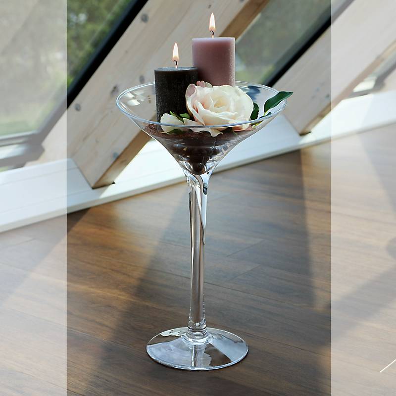 Glasschale auf Fuß Aria Famous 45cm Kerzenhalter Deko Gefäß Klarglas Geschenk