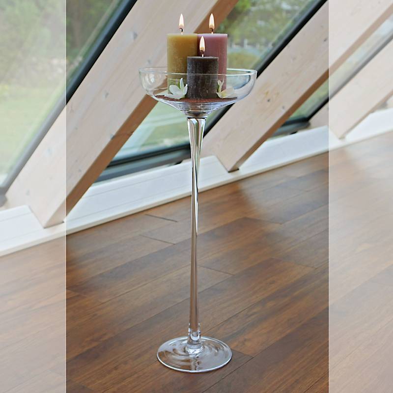 Glasschale auf Fuß Monaco Famous 70cm Kerzenhalter Deko Gefäß Klarglas Geschenk