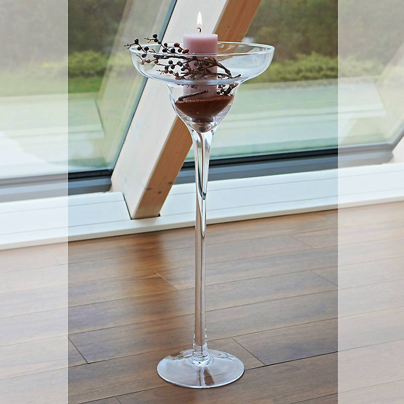 Glasschale auf Fuß Rita Famous 70cm Kerzenhalter Deko Gefäß Klarglas Geschenk