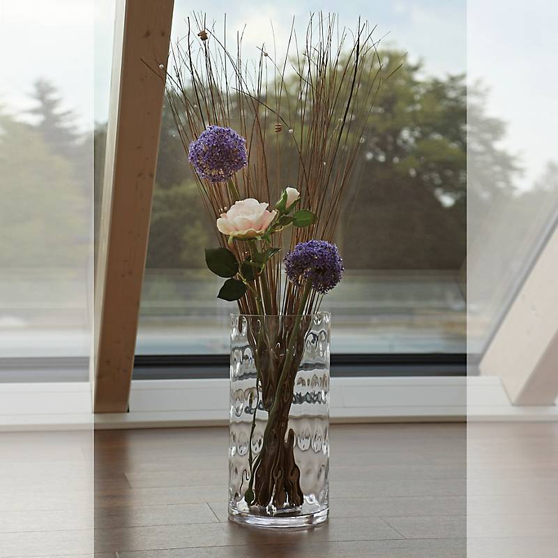 Glasvase Bubble Famous 40cm  Zylinder Blumenvase Deko Gefäß Klarglas Geschenk