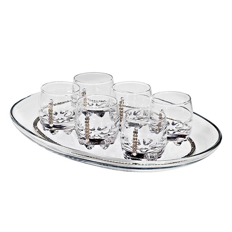 Likörglas mit Tablett City Diamonds 7tlg.