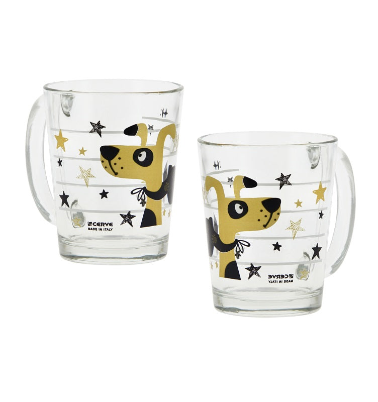 Glastasse mit Henkel Golden Pets 2er-Set 310 ml