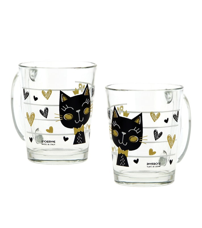 Glastasse mit Henkel Golden Pets 2er-Set 310 ml