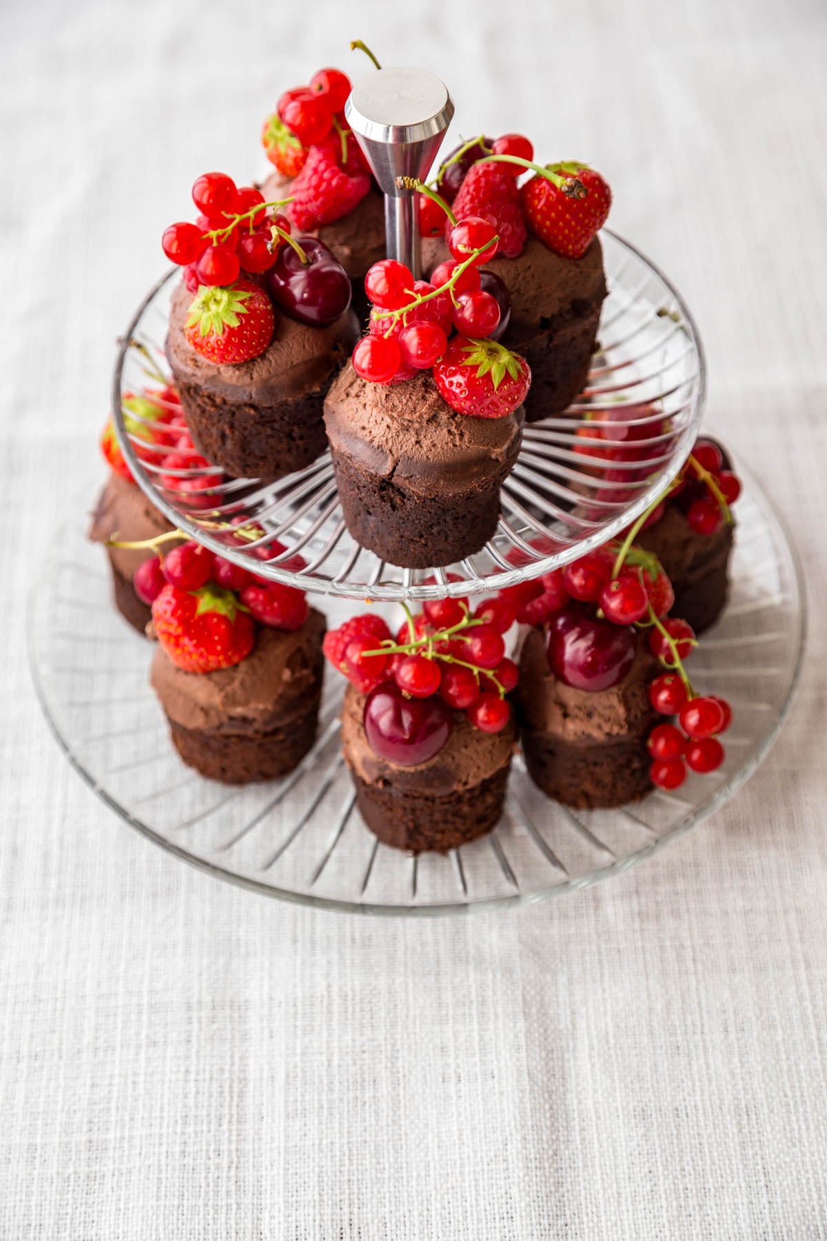 Etagere 2-stöckig Sunbeam Cup Cake Ständer 22cm Glas Metall