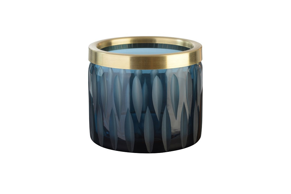 Votivkerzenhalter Glas mit Schliff Goldrand 7,5cm