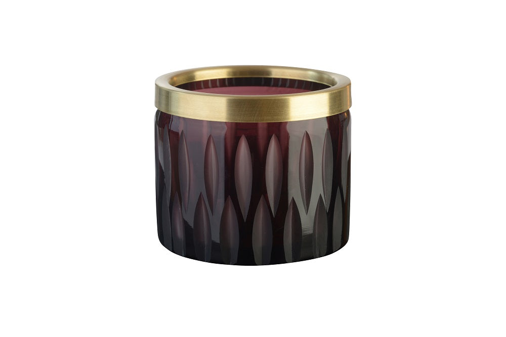 Votivkerzenhalter Glas mit Schliff Goldrand 7,5cm