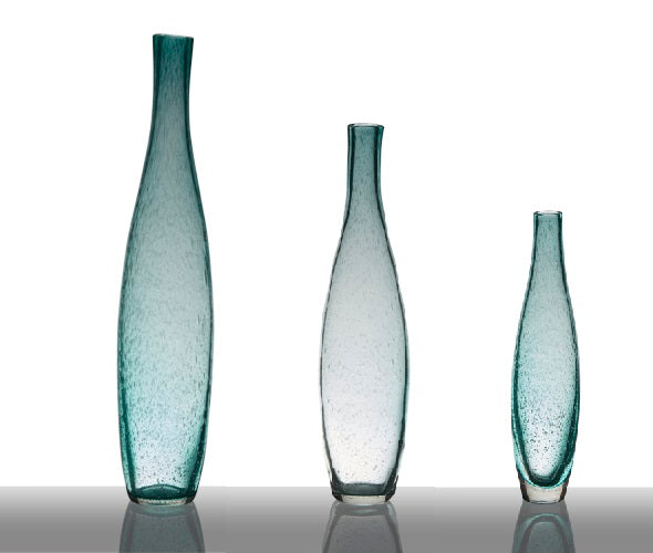 Glasvase Flaschenvase Dekovase Blütenvase Belly Aquablau 40 cm