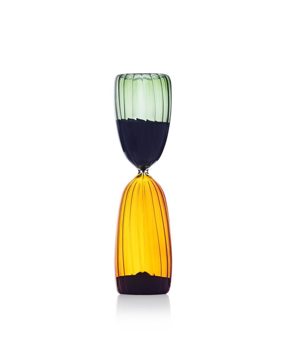 Sanduhr Times green/amber Eieruhr Zeitmanagement Zeitmesser Zahnputzuhr Kristallglas