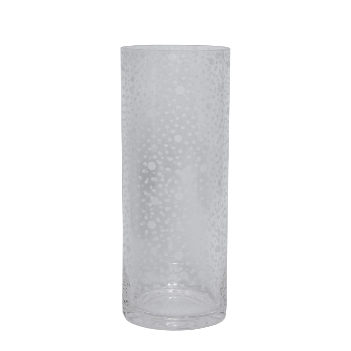 Zylindervase mit Gravur Punkte transparent