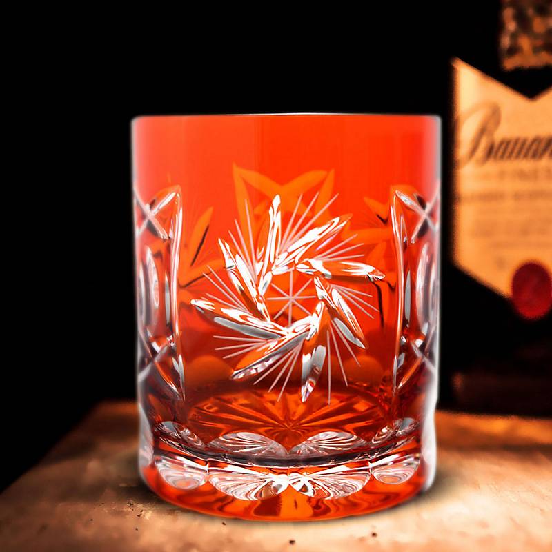 Whiskyglas orange Schleuderstern 6er Set (280ml)