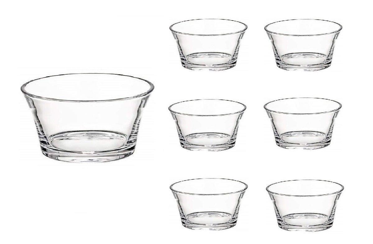 Schalenset 7-tlg Loft Salat Dessert Schüsseln Buffet Glas Kristallklar 21cm 12cm