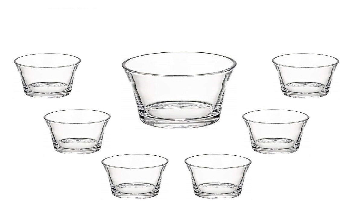 Schalenset 7-tlg Loft Salat Dessert Schüsseln Buffet Glas Kristallklar 21cm 12cm