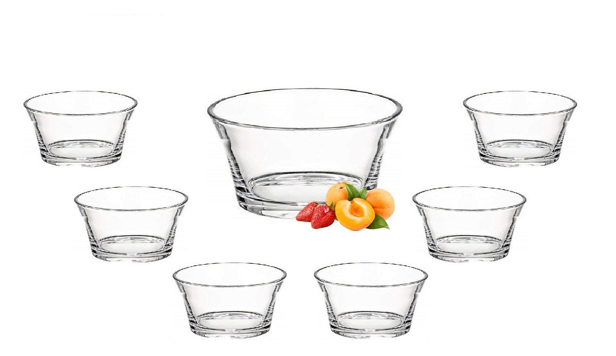 Schalenset 7-tlg Loft Salat Dessert Schüsseln Buffet Glas Kristallklar 21cm 12cm