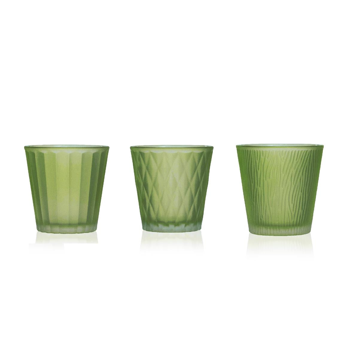 Votivglas Lumiere 3er-Set grün 7,5cm