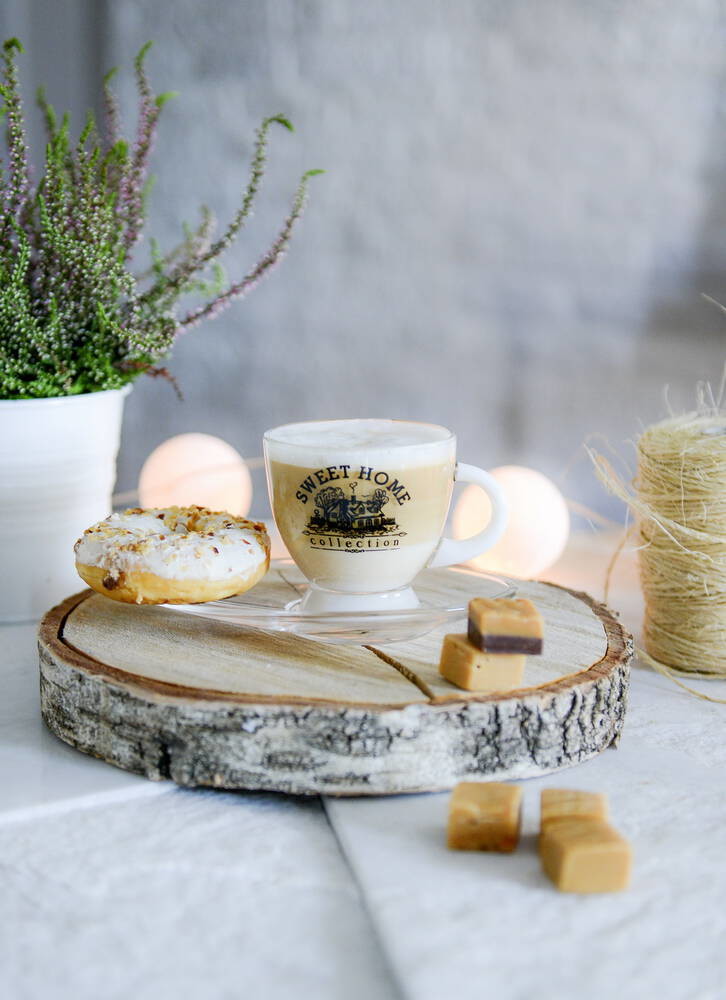 Glastasse mit Teller Home Sweet Home 230ml